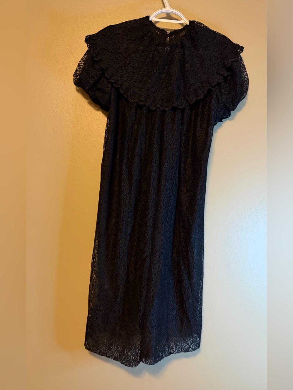 Vintage 70’s Ideal Lingerie Black All Over Lace Whimsigoth Cottagecore Cape - Picture 12 of 13